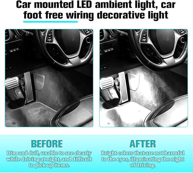 Car Interior LED Light, 4-in-1 USB Port Vehicle Under Dash Ambient Neon Lighting Decoration, Automotive Inside Foot Well Atmosphere Lamp, Universal Fit (White) - Image 5