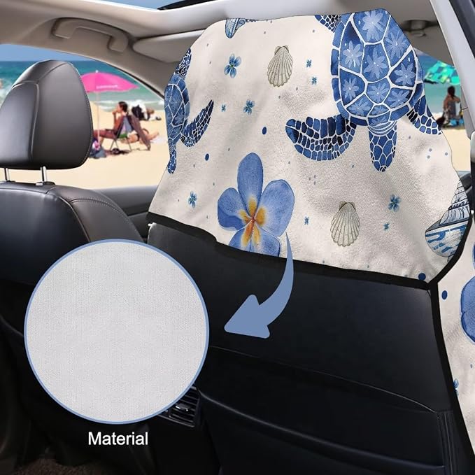 Sea Turtle Print Towel Seat Cover for Car Flower Print Automotive Seat Covers Multi-Purpose Absorbent Microfiber Towels with Storage Bag, 60 x 33 Inch, Machine Washable - Image 4