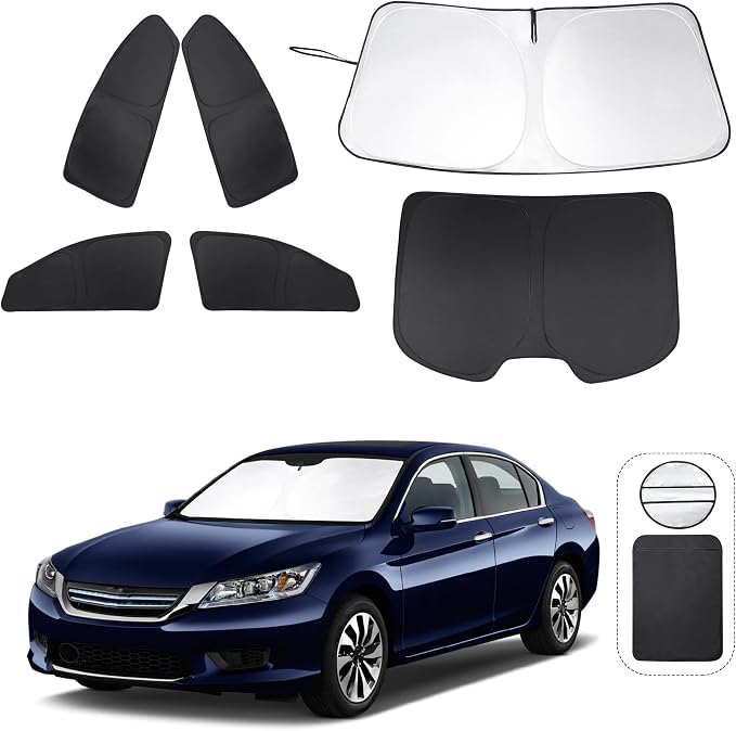 TINGLU Window Shades for Honda Accord 2013 2014 2015 2016 2017 Accessories Car Side Full Windows Windshield Sun Shade Sun UV Rays & Privacy Protection for Camping,Napping,and Relaxing 6PCS by TINGLU