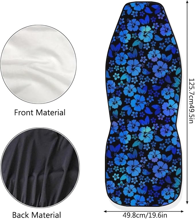 Hawaiian Hibiscus Front Seat Covers for Cars Trucks SUV Blue Floral Tropical Flower 2-Pack Car Seat Covers Auto Interior Covers for Truck Van SUV - Image 4