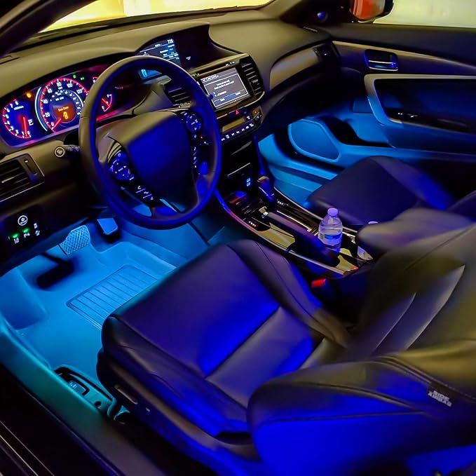 Nilight 4PCS Car Interior Lights RGB Remote Control | 48LED 5V DC Multicolor Music Car Neon Accent Light Strips Under Dash Lighting Kit with Sound Active Function - Image 3