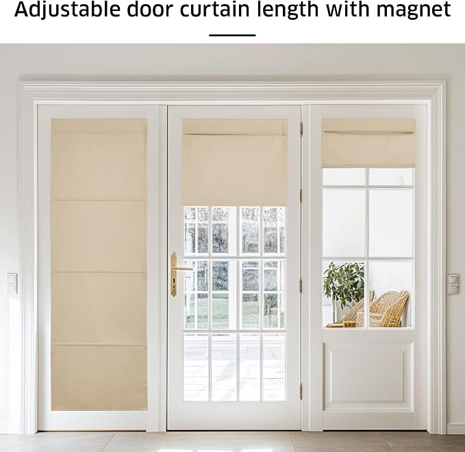 NICETOWN Biscotti Beige Magetic Blackout Roman Shade, No Drill Door Blinds | Thermal Insulated, Privacy Shades for Bedroom, No Tools Roll Shade, French Front Door Window Cover, 35 x 64 inches Long - Image 5