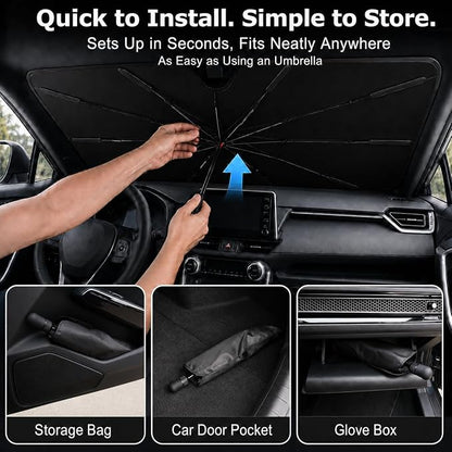 Windshield Sun Shade Umbrella, 99% UV Block, Nano Ice Coating, 58 x 32 in | Blocks 99% of UV Rays - Image 6