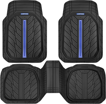 CAR PASS Tire Tread DeepDish Rubber Floor Mats for car Heavy Duty car mats All Weather, Universal XL~M Trim to Fit for Truck SUV Vehicle Automotive, Waterproof car mats 3 Piece(Blue Black) - Image 9