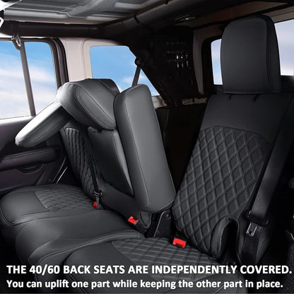 GIANT PANDA Wrangler JL Seat Covers Custom Fit for Jeep Wrangler,Premium Waterproof Faux Leather, 2018 2019 2020 2021 2022 2023 2024 2025 2026 JL 4 Door with Rear Cup Holder Full Set (Black) - Image 6