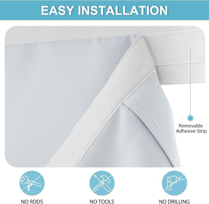 RYB HOME French Door Curtains 84 inch Long, Privacy Blackout Window Blinds | Self Adhesive, Thermal Insulated, For Patio Kitchen Front Entry Front Back Door Glass Window, Renter Friendly,W30 x L84, 1 Pc - Image 2