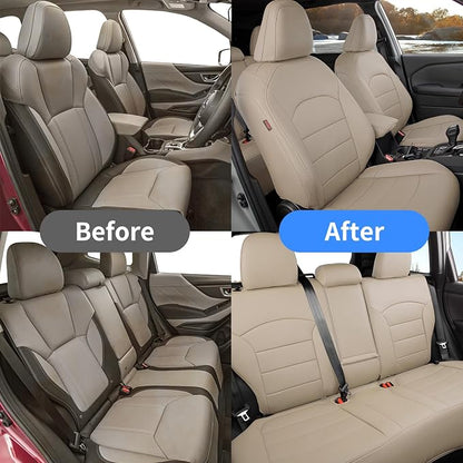Custom Seat Covers for 2025 Subaru Forester,Rear w/No Armrest,Faux Leather | Full Set Suv Seat Cushion,Easy Installation,Factory Look,Waterproof Car Seat Protector (Beige) - Image 3