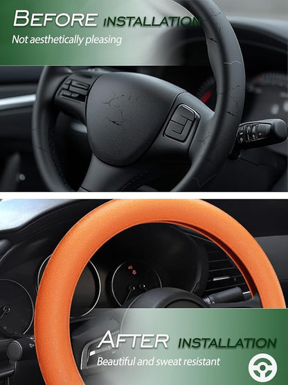 LRITER Car Steering Wheel Cover, Non-Slip Silicone Material, Orange | Multiple Color Choices, Universal Auto Parts Steering Wheel Cover, Suitable for Most Cars - Image 4