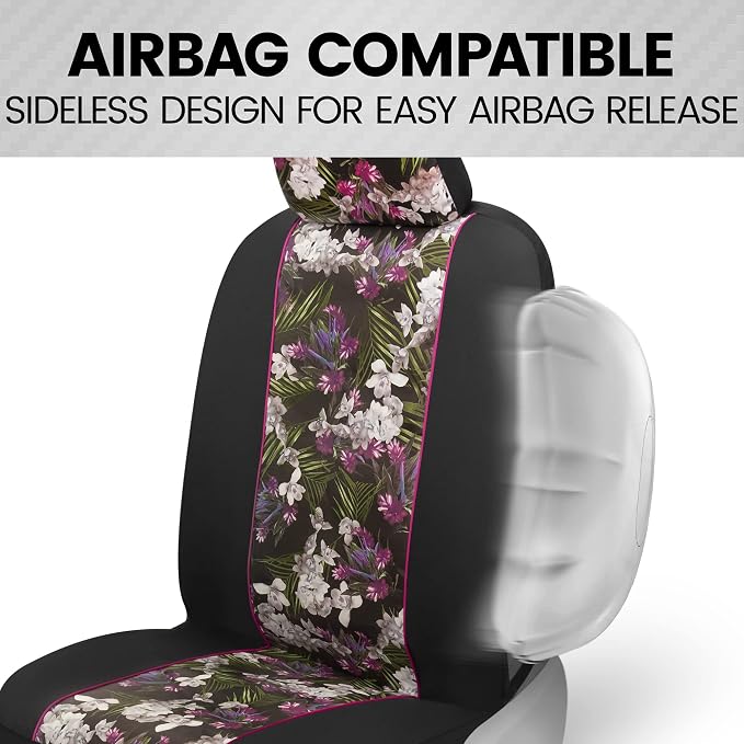 BDK Pink Flower Faux Leather Car Seat Covers for Front Seats, 2 Pack – Floral Pattern with Matching Headrest, Easy Installation, Fits Most Car Truck Van and SUV, Catalina Floral - Image 5
