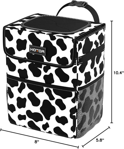 HOTOR Car Trash Can, Leak-Proof Car Organizer, Cow Print | 2-Gallon, Storage Bag for Back, Front or Console of Cars, Sedans, SUVs & Trucks, Easy-to-Install Car Accessory for Interior - Image 2