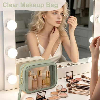 3PCS Clear Makeup Bags with Handles, TSA Approved Toiletry Bags, Diaper Bag Organizer Pouch, TPU Car Storage Organizer with Zippers, Waterproof Travel Organizer Bag for Women - Image 5