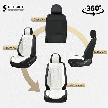 FLORICH Waterproof Front Car Seat Cover Faux Leather Automotive Seat Cover Front Car Seat Cushion Car Seat Protector Accessories Universal Fit for Most Cars SUV Trucks, Black&White - Image 7