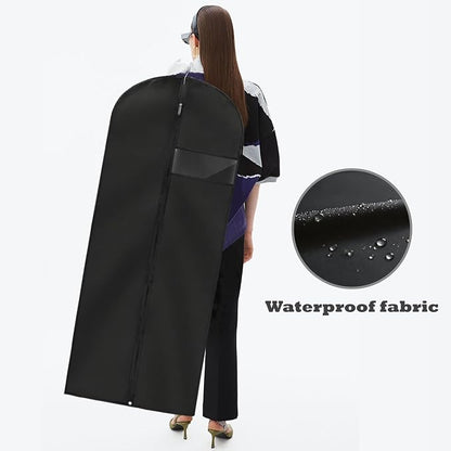 Dress Bags for Gowns Long, 60'' Garment Bags for Hanging Clothes, Suit Bag Cover for Storage and Travel, 2 Pack (Black) - Image 6