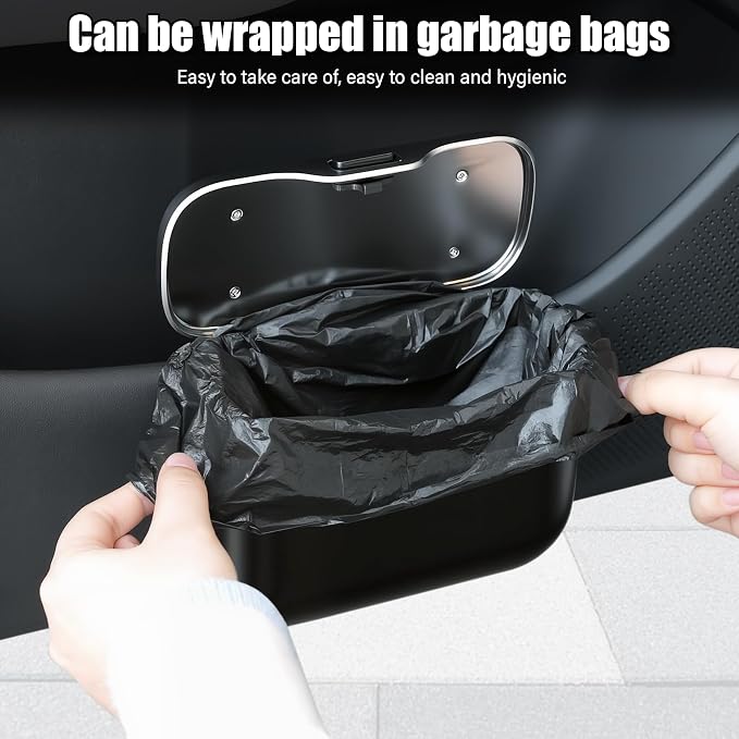 UYYE Car Trash Can, Car Garbage Bin with Lid & Handle - Leak-Proof Mini Trash Can for Car, Truck, SUV - Essential Car Accessories for Organization (Black) - Image 6