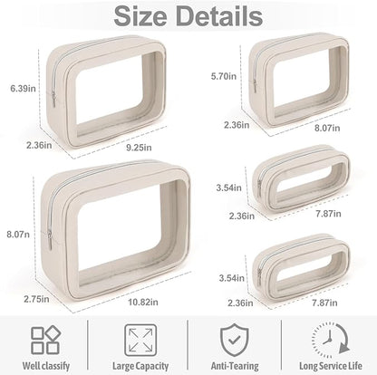 YOPCDJ 5PCS Diaper Bag Organizer Pouch, Clear TPU Waterproof Organizer Zipper Bags, Cosmetic Bag Set, TSA Approved Toiletry Bags, Travel Organizer Bag for Kids and Women - Image 2