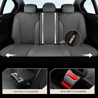 Coverado Automotive Seat Covers Full Set, Luxury Car Seat Covers, Gray Seat Covers, Mesh Design, Driver Seat Protectors, Universal Fit for SUVs, Trucks, Sedans - Image 3