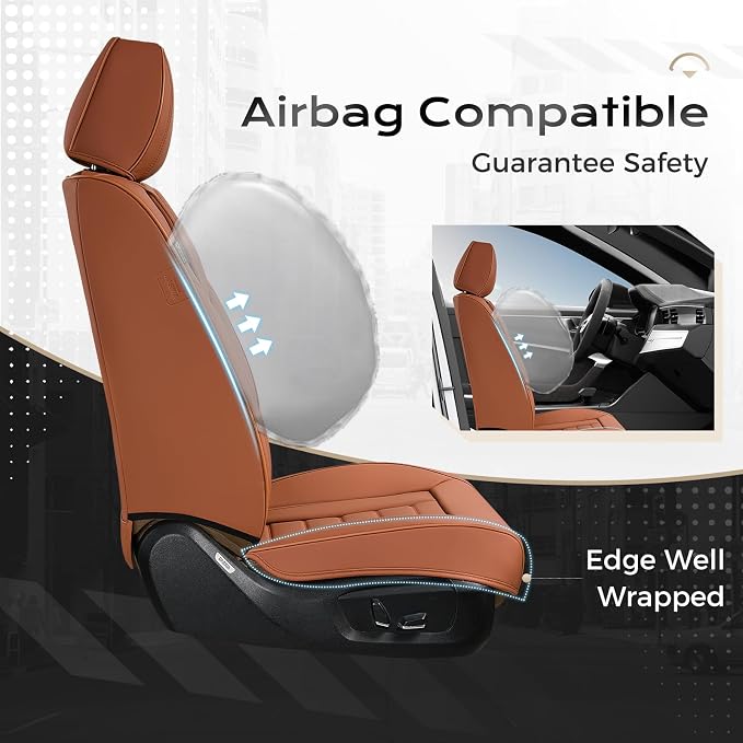 Coverado Car Seat Covers Full Set, Seat Covers for Cars, Front Seat Covers and Back Seat Cover Waterproof Leather Automotive Seat Cover, Universal Car Interior Protectors Cushion for Most Cars - Image 3