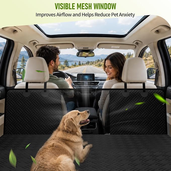 Dog Car Seat Cover for Back Seat, Waterproof 600D Oxford Dog Hammock | for Full-Size Trucks/SUVs, Non-Slip Scratch Proof Pet Car Seat Protector with Mesh Window, Easy to Clean & Install, 60 Inch - Image 6