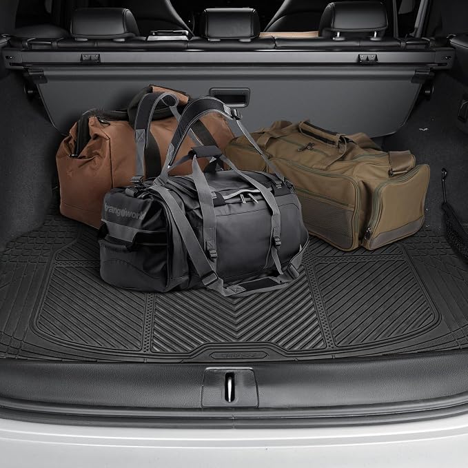 CAR PASS Floor Mats for Cars M-L Size, Heavy Duty Rubber Floor Mats with Trunk Cargo Liner, Universal Trim-to Fit Automotive Floor mats for Truck Van SUV Waterproof All Weather Car Mats Solid Black - Image 6