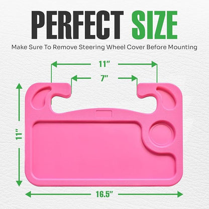 lebogner Steering Wheel Tray, Car Tray for Eating, Hook On Steering Wheel Desk for Food, Laptop and Car Accessories, Car Road Trip Must Haves Gadgets Car Table (Dark Pink) - Image 7
