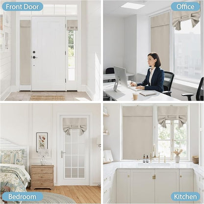 RYB HOME Blackout Door Curtain for Patio Front Tricia French Door Window | Thermal Insulated, Self Adhesive, Privacy, For Patio Kitchen Front Entry Front Back Door Glass Window, W30 x L72, 1 Panel - Image 9