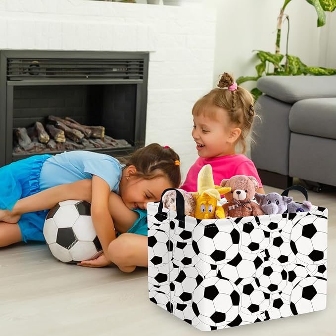 FXOLCSHE Rectangular Easter Soccer Basket,Sports Boys box,Collapsible waterproof college dorm laundry basket,Baby Nursery Hamper,Boys Soccer Room Decor(Big football) - Image 5