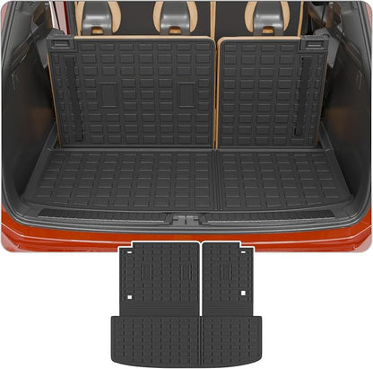 Trunk Mat with Backrest Mat for 2022-2025 2026 Nissan Pathfinder | Cargo Mat Cargo Liner Trunk Liner TPE All Weather Back Seat Cover Protector 2024 Pathfinder Accessories by Thinzyou