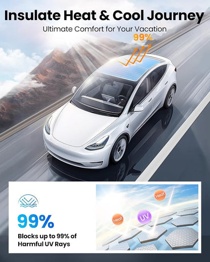 REEVAA Tesla Model S (2026-2022) Sunshade Roof Accessories, Gray | OEM Fit; Full Blackout & Heat-Blocking; Protect Interior & Reduce A/C Workload; Two-Piece Magnetic Design Prevents Sagging - Image 4