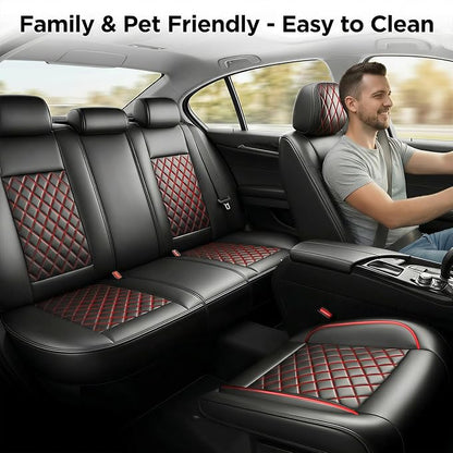 for Subaru WRX 2015-2025 2026 Car Seat Covers, Front Pair, Redline | Luxury Full Coverage Leather Seat Protectors, Waterproof Breathable, Non-Slip, Easy to Install, Airbag Compatible, All-Season - Image 2