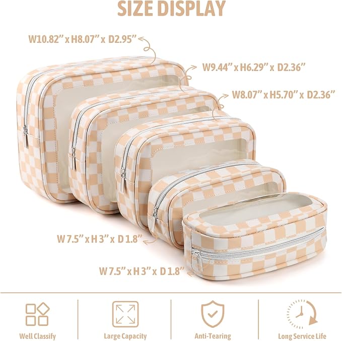 YOPCDJ 5PCS Diaper Bag Organizer Pouch Set, TSA Approved Toiletry Bag，Clear Waterproof TPU Makeup Bag Set Travel Organizer Bags for Women and Kids - Image 3
