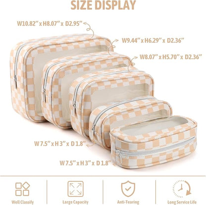 YOPCDJ 5PCS Diaper Bag Organizer Pouch Set, TSA Approved Toiletry Bag，Clear Waterproof TPU Makeup Bag Set Travel Organizer Bags for Women and Kids - Image 3