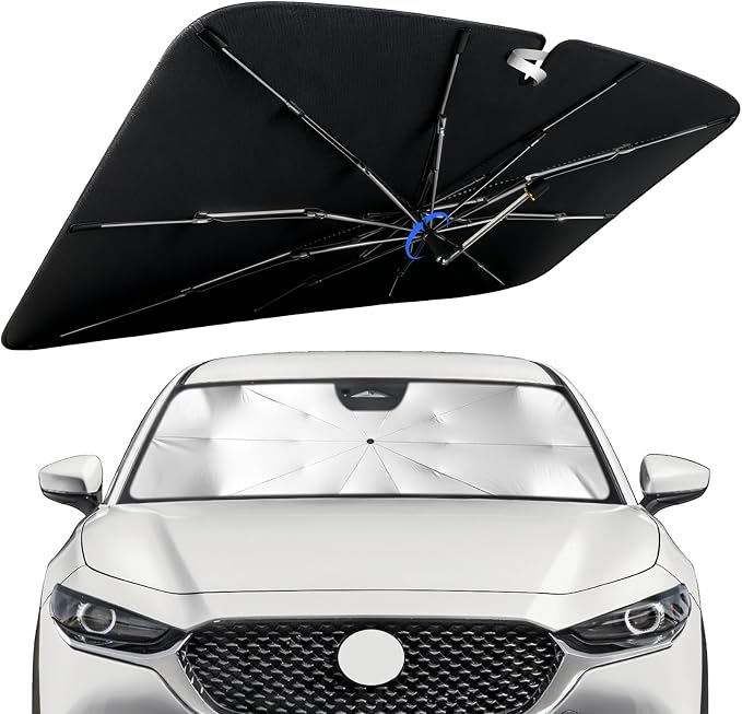 Windshield Sun Shade for Mazda CX-30 2019-2026 with 360° Rotating Shaft | Custom Fit Umbrella Sunshade for UV Blocking, Interior Heat Protection, Easy Storage, UPF 50+ Cool Windshield Cover by Lonyaqui