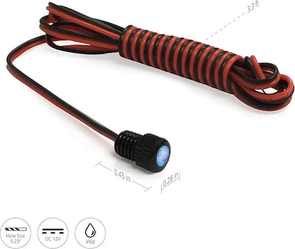 Oznium BRIGHTEST Light Bolt - Flush Mount 12V LED Light for Bumper, Grille, Cars Interior, Dash, Ambient Lighting, Motorcycle w/SLEEK Aluminum Housing & Screw Nut (6 mm Black, Blue LED) - Image 5