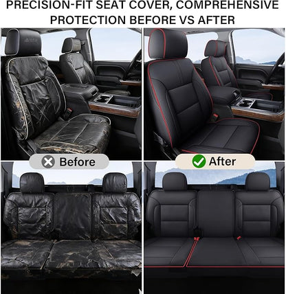 Coverado Car Seat Covers Full Set Faux Leather-Custom Fit Chevy Silverado/GMC Sierra (2007-2013 & 2019-2026 1500, 2020-2026 2500HD/3500HD) Compatible with Crew/Double/Extended Cab (Red) - Image 4