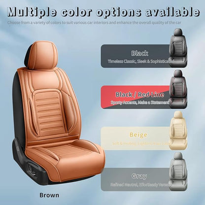 Fit FJ Cruiser Car Seat Covers for Toyota FJ Cruiser 2007-2013 2014 -Premium Leather, Waterproof，Breathable，All-Weather Seat Cushion Protecto & Airbag Compatible, 2 Front Seat Brown - Image 5
