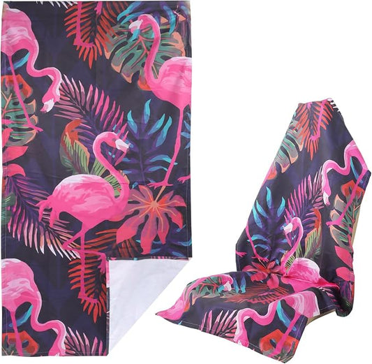 Car Seat Towel Covers Front Seats for Yoga,Gym,Workout,Sports,Running,Camping and Beach,Automotive Washable Sweat Towels Seat Protector Cover Blanket for Cars Golf Trucks (Flamingos, 1Pcs) by LoyaGour