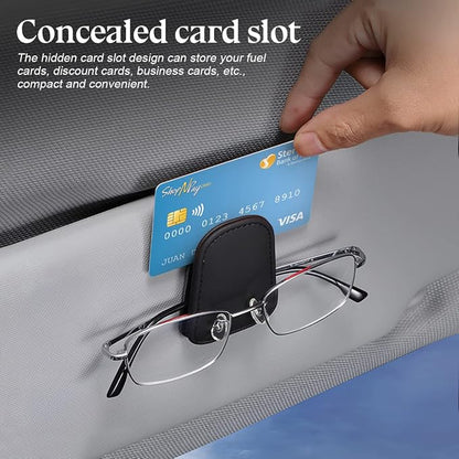 zipelo 2PCS Magnetic Leather Sun Visor Sunglasses Holders, Beige | one-hand access, soft contact surfaces, stores glasses and cards, lightweight compact form, car interior accessories - Image 4