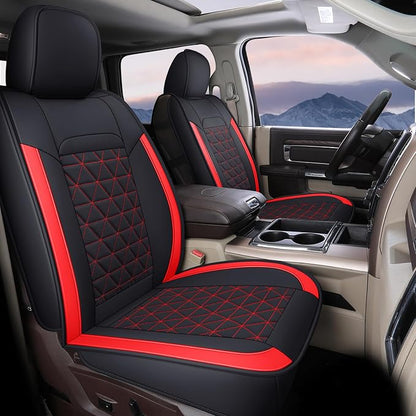 Coverado Seat Covers for Dodge Ram, Waterproof Front Car Seat Covers for Truck Compatible with 2002-2026 Dodge Ram 1500 2500 3500 Crew Double Mega Quad Cab(Red) by COVERADOAUTO