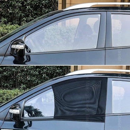 Car Front Window Sun Shade - 2 Pack Breathable Mesh Side Window Shade Sunshade UV Protection for Driver Family Pet on Front seat, Curtain with Two Holes to See Rearview Mirror, Size M - Image 6
