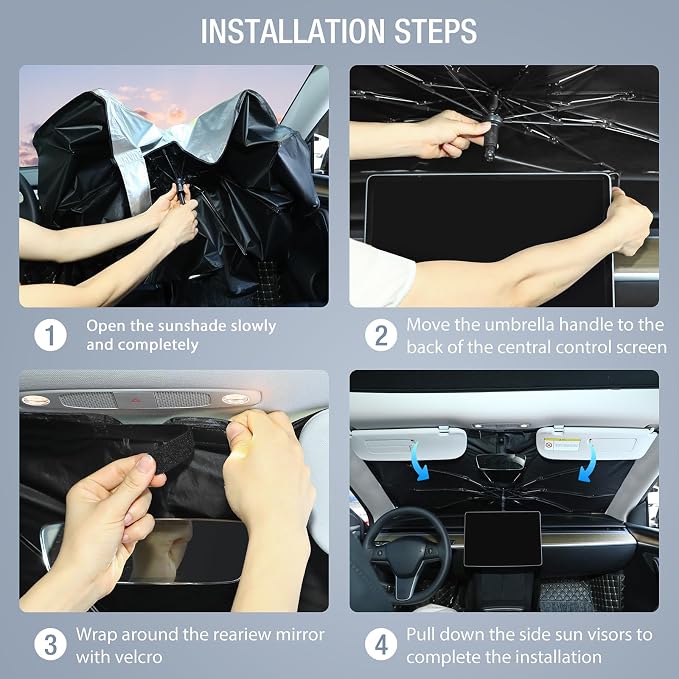 INSAUTO Custom Fit Windshield Sun Shade Umbrella for Dodge RAM 2500 3500 2010-2026, Easy Fold & Store, Comes with Bag, UV & Heat Reflective, Keeps Your Car Cool - Image 6