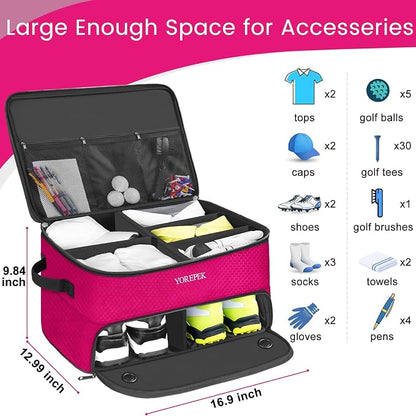 YOREPEK Golf Gifts for Men, 2 Layer Golf Trunk Organizer for 2 Pair Shoes | Waterproof Car Trunk Locker with Separate Ventilated Compartment for Balls, Tees, Clothes, Gloves, Birthday Gifts for Golfers - Image 6