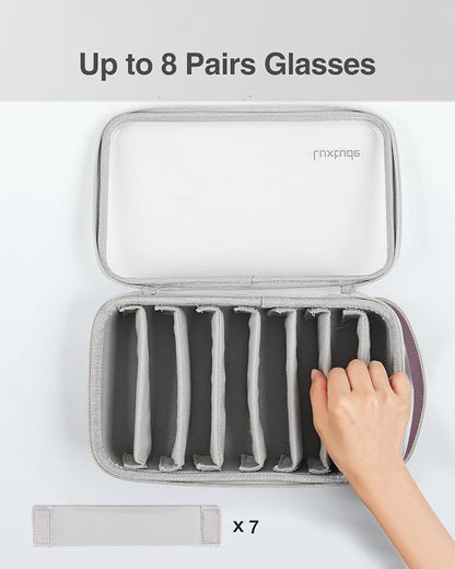Travel Sunglasses Organizer Case, Clear Sunglasses Travel Case | Glasses Case Multiple Pairs with Adjustable Slots, Hard Shell Sunglass Storage Organizer for Women Men/Camping/Beach etc. - Image 3