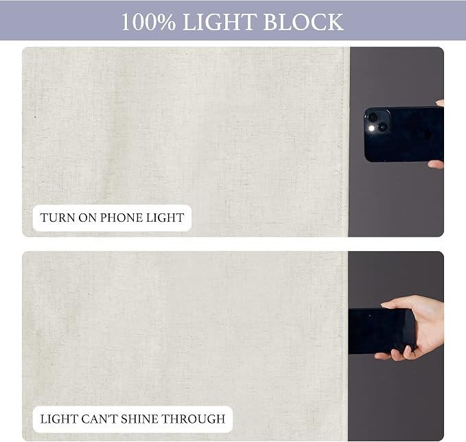 RYB HOME Classroom Door Window Cover, 100% Blackout Lockdown Shades | Linen Textured, Block Views, Privacy Sidelight Blids, For Glass Door School Office Nursery, W12 x L40, Beige, 1 Panel - Image 4