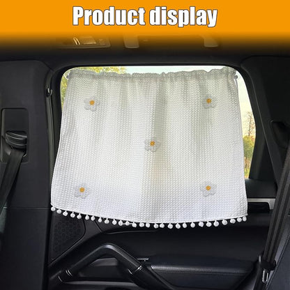 Car Side Window Sun Shade Privacy Curtain for Baby, Five Flowers | Blackout UV Protection Car Window Shades with Suction Cup for Back Seat - Cute Auto Camping Windows Screen Shades - Image 7