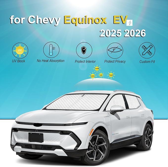 KMF 5pcs Sun Shades for 2025 2026 Chevy Equinox EV Accessories, Chevrolet Car Window Covers Sunshade for Windshield Side Rear, UV Block and Blackout Privacy for Car Camping Outdoor - Image 2
