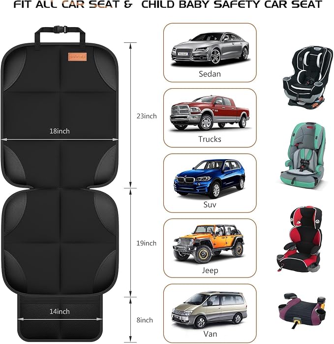 SMART ELF Car Seat Protector, Thickest Padding and Non-Slip Backing 2Pack | Waterproof Car Seat Cover 2 Mesh Pockets for Baby and Pet, Easy to Install and Remove Folds for Storage, Sedan SUV Truck - Image 3