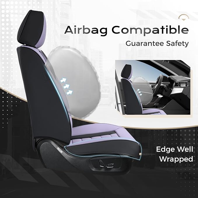 Coverado Car Seat Covers Full Set, Seat Covers for Cars, Front Seat Covers and Back Seat Cover Waterproof Leather Automotive Seat Cover, Universal Car Interior Protectors Cushion for Most Cars - Image 3