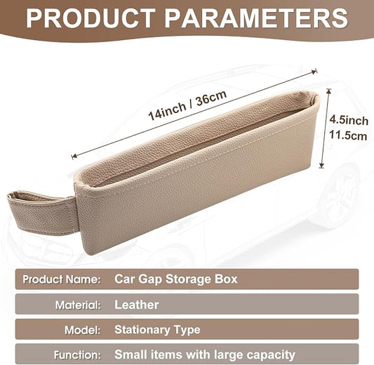 2 Pack Update Car Seat Gap Filler Organizer Leather Console Storage Box Front Side Pocket Seats Organizers Filler Interior Car Accessories for Phone Wallet Coin Key Sunglasses (Off-White) - Image 2