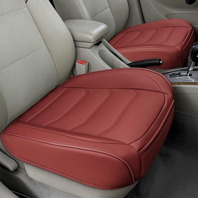 BOPUOVRE Car Seat Cover for Luxury & Comfort PU Leather | Anti Slip Full Wrap Protection Storage Pocket Bottom Cushion Universal Fit 95% Vehicles Dull Red 1 Piece - Image 2