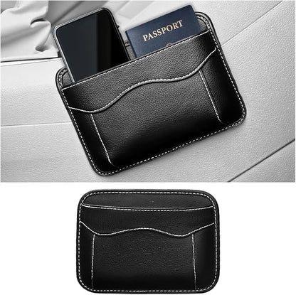 Car Seat Side Pocket Organizer, PU Leather Mini Vehicle Phone Holder Storage Bag, Automotive Interior Tray Pouch Seat Gap Filler Accessories, Universal for SUV Sedan Truck (Black) by Ywdiml